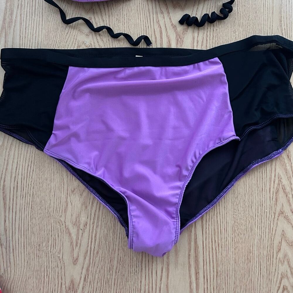 B45 New Women’s AMI Sexy Sheer Bikini Briefs Black Purple size 1X waist 40”
